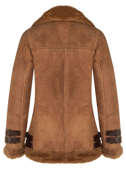 Womens Suede Sheepskin Biker Jacket-Ramsgate