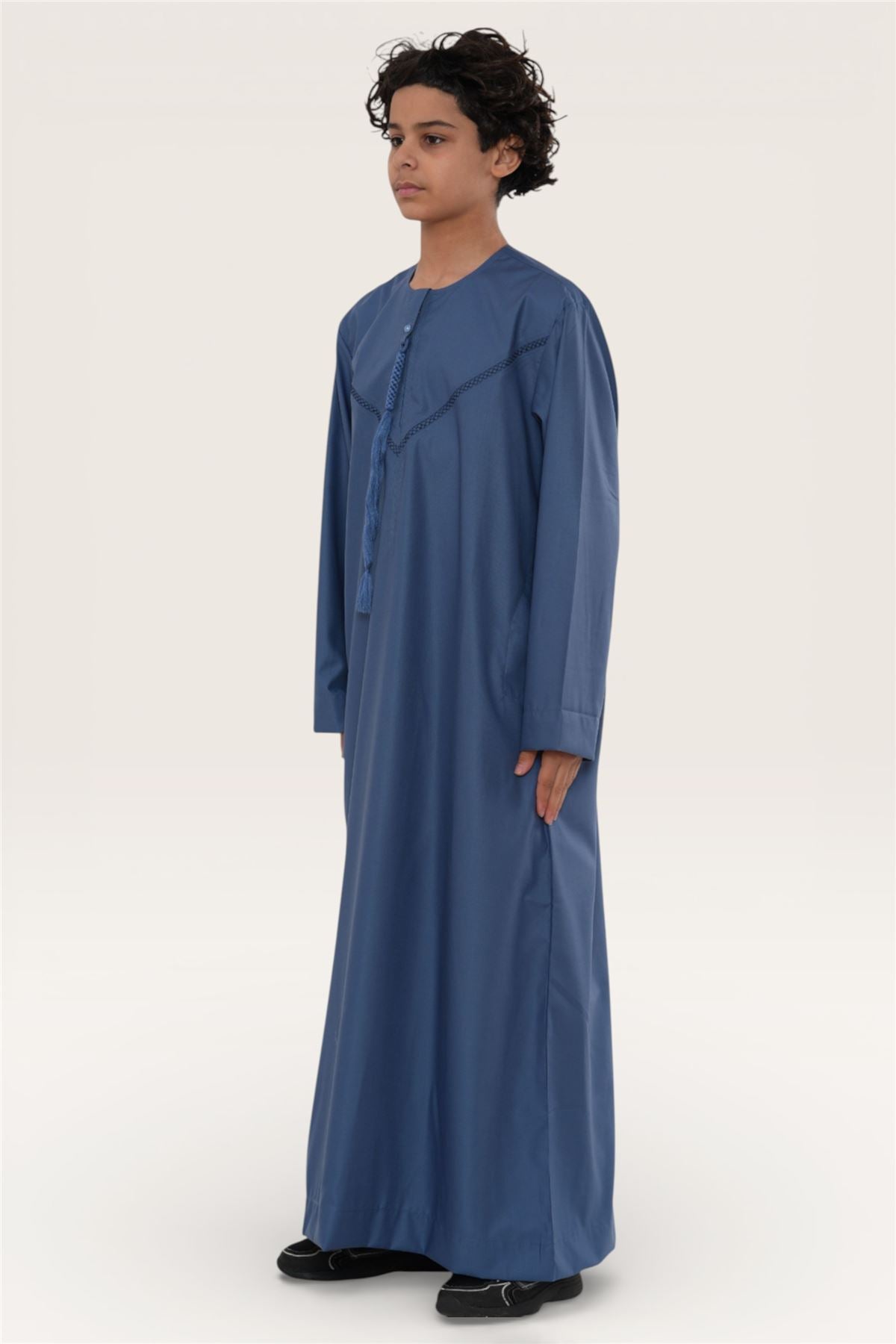 Kids Boys Moroccan Embroidered Djellaba Islamic Jubba Robe Tassel Ramadan Thobe