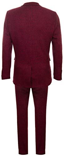 Mens 3 Piece Tweed Suit Wool Burgundy Black 1920s Authentic 1920s Blinders Suit Retro Classic