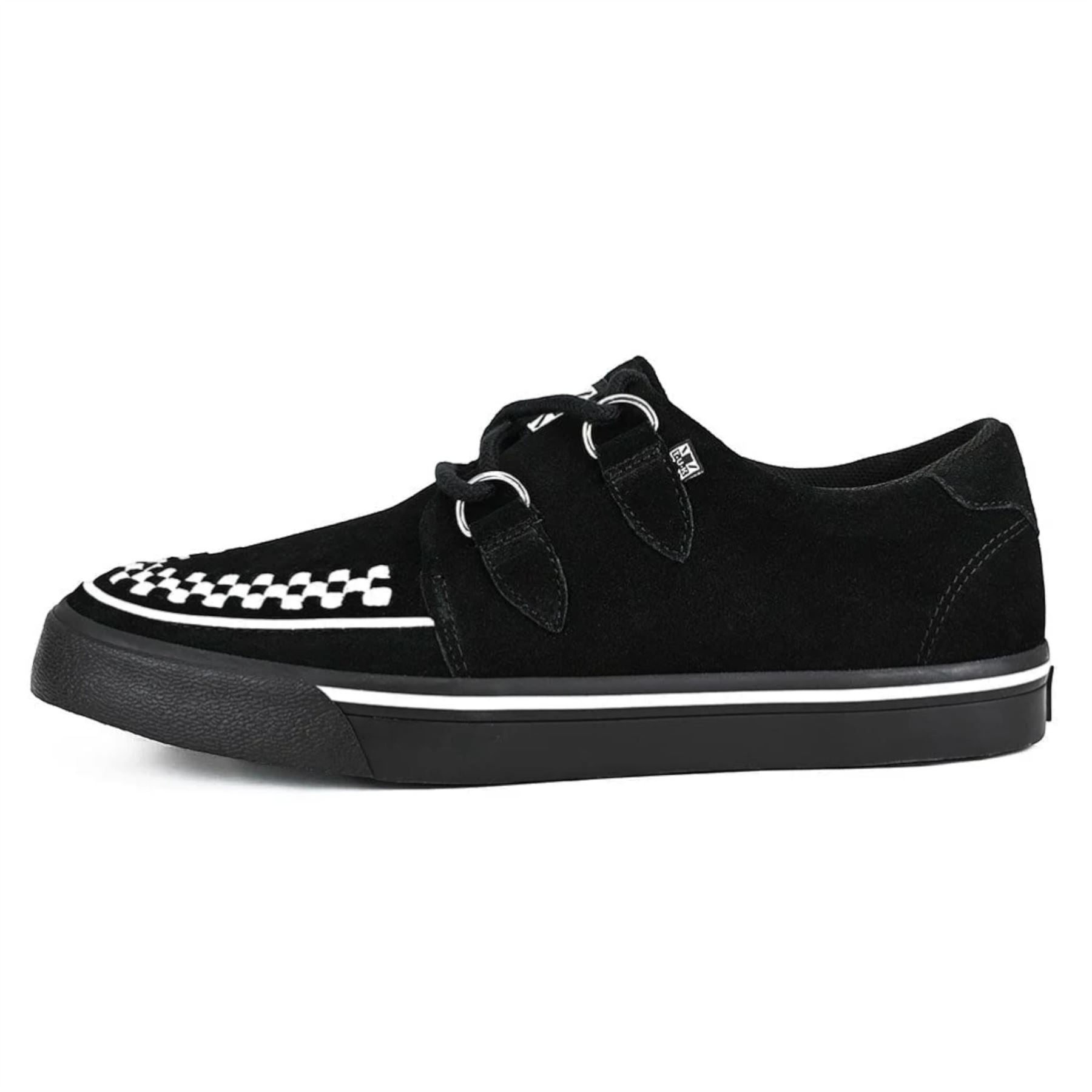 TUK Pointed Creeper Sneaker Black White Suede Platform Shoes - A9182