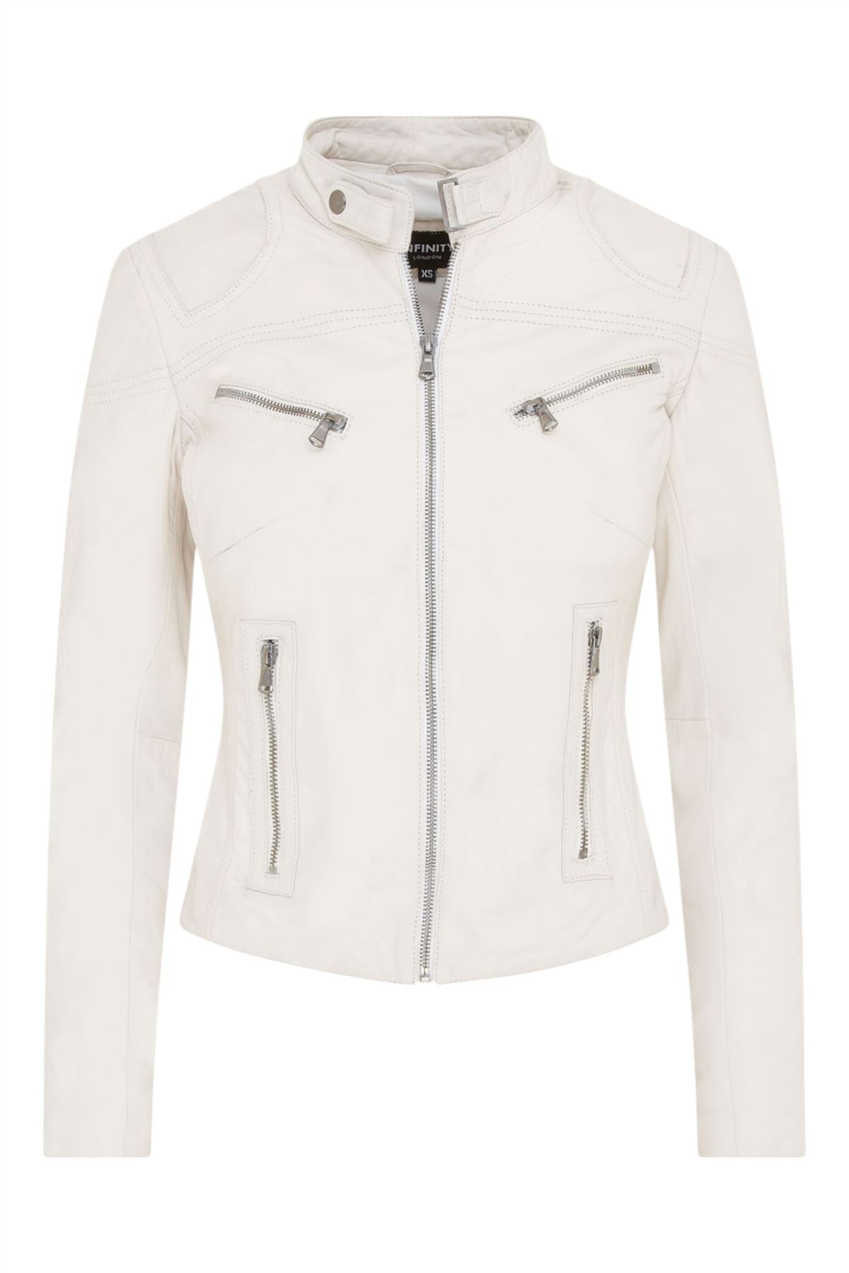 Womens Slim-Fit Leather Biker Jacket-Maldon