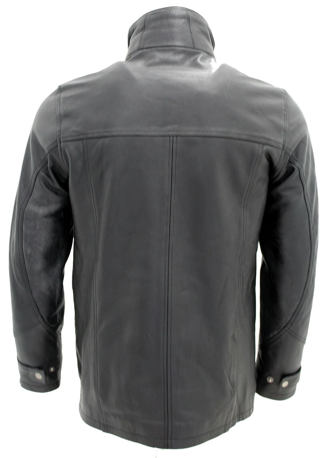 Mens Classic Warm Leather Mid Length Overcoat-Eastwood