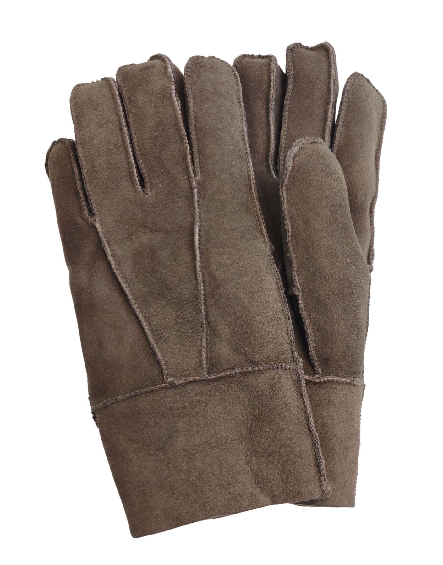 Unisex Sheepskin Suede Gloves with Roll Up/Down Cuff