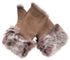 Womens Shearling Mittens Fingerless Cuffs Toscana Suede Sheepskin Fur - Upperclass Fashions 