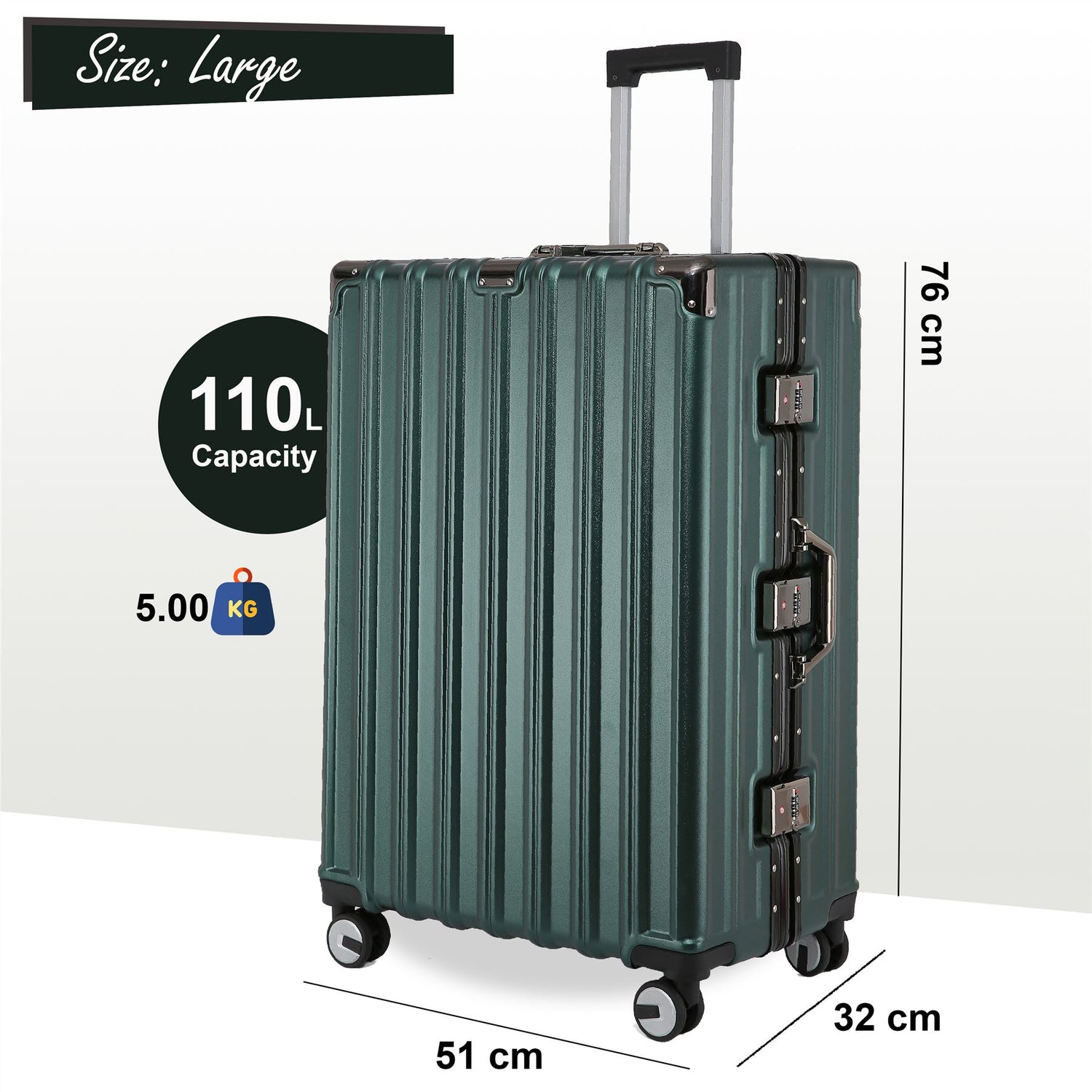 Airdrie Large Hard Shell Suitcase in Green