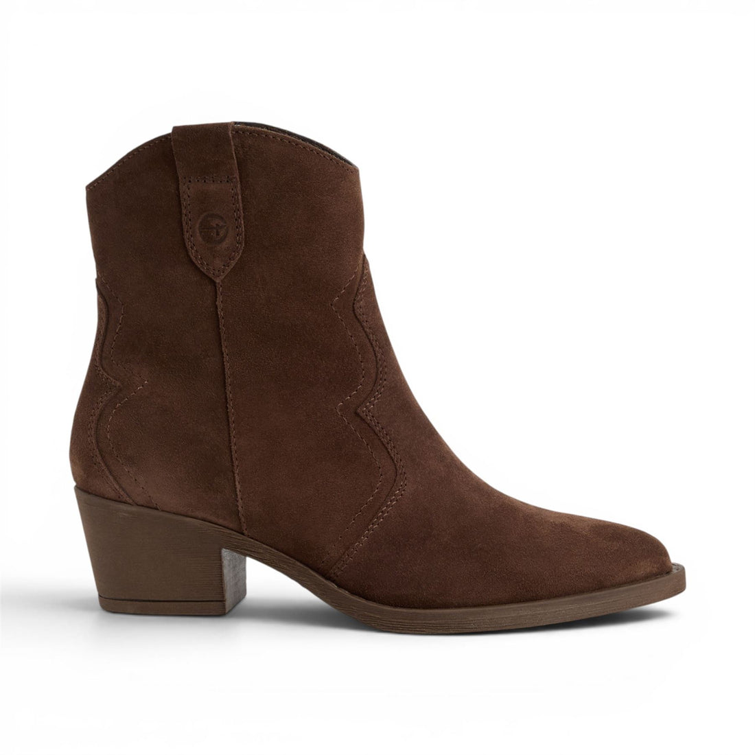 Tamaris Women’s Brown Suede Leather Cowboy Western Ankle Boots - 25702-41