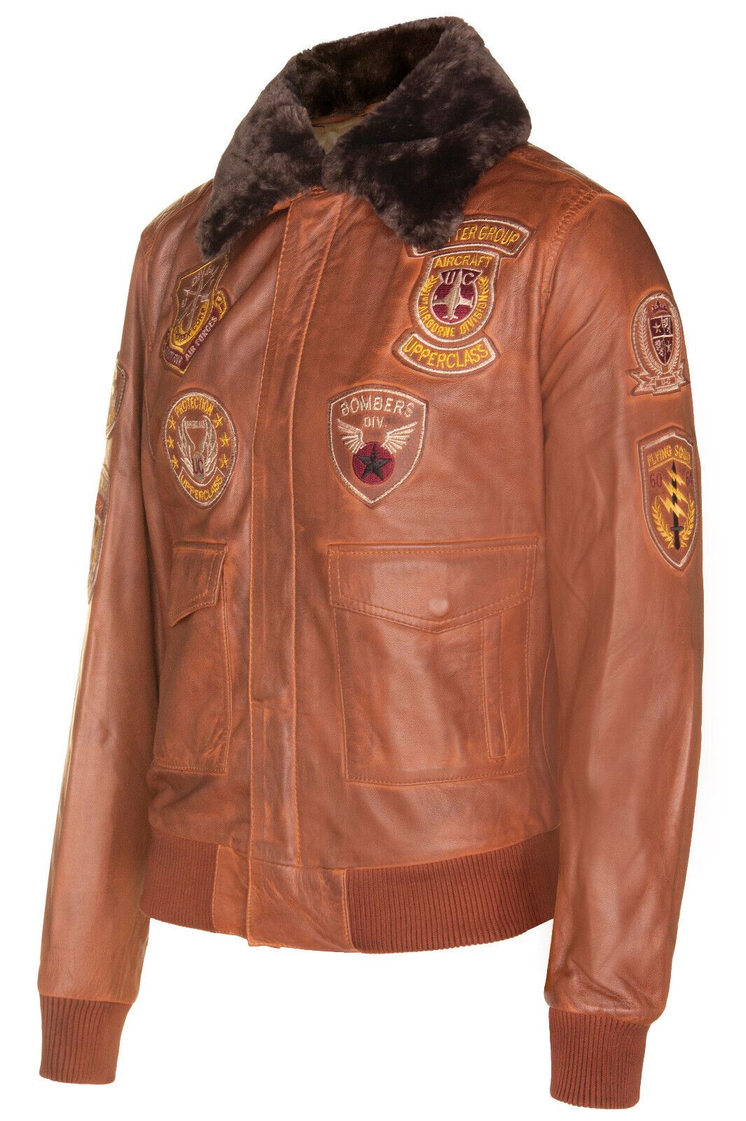 Mens Leather Flying Aviator Bomber Jacket - Crowland