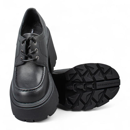 Windsorsmith Womens Black Leather Chunky Platform Lace-Up Shoes - Starcrossed