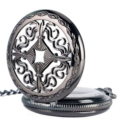 Vintage Black Alloy Mechanical Skeleton Brass Pocket Watch