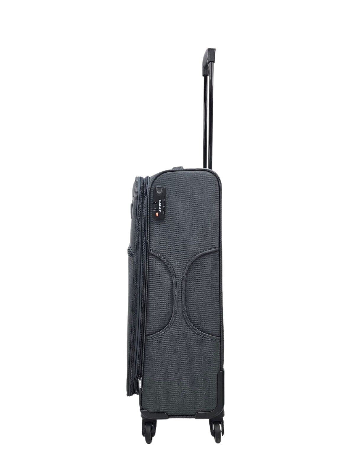 Lightweight Soft Grey Suitcases Set 4 Wheel Luggage Travel TSA Cabin - Upperclass Fashions 