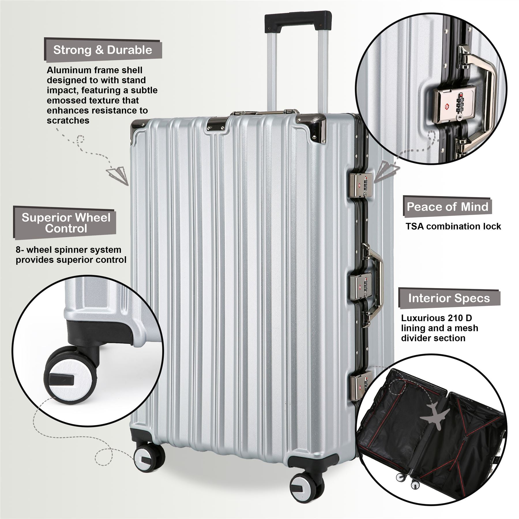 Airdrie Set of 3 Hard Shell Suitcase in Silver