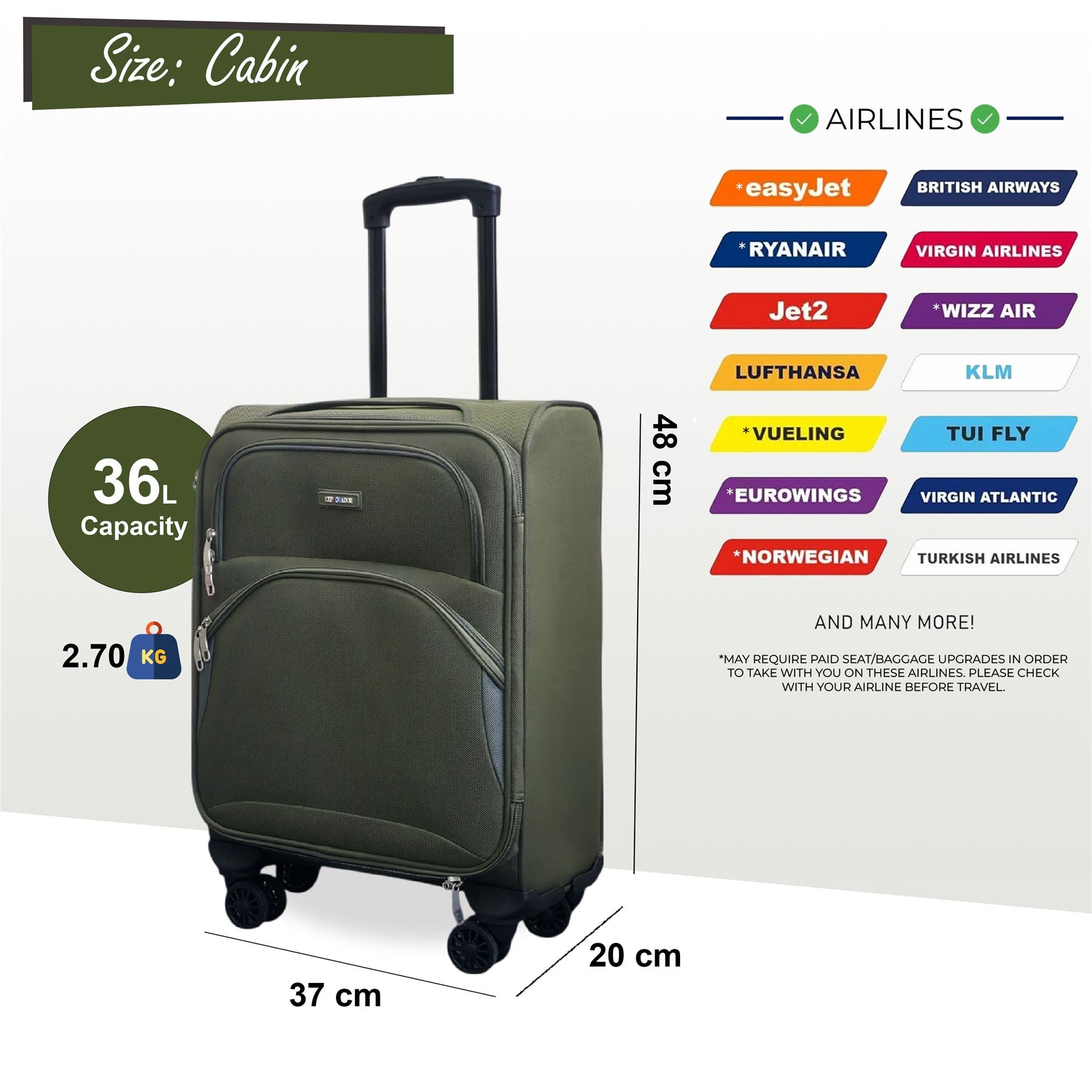 Gosford Cabin Soft Shell Suitcase in Green