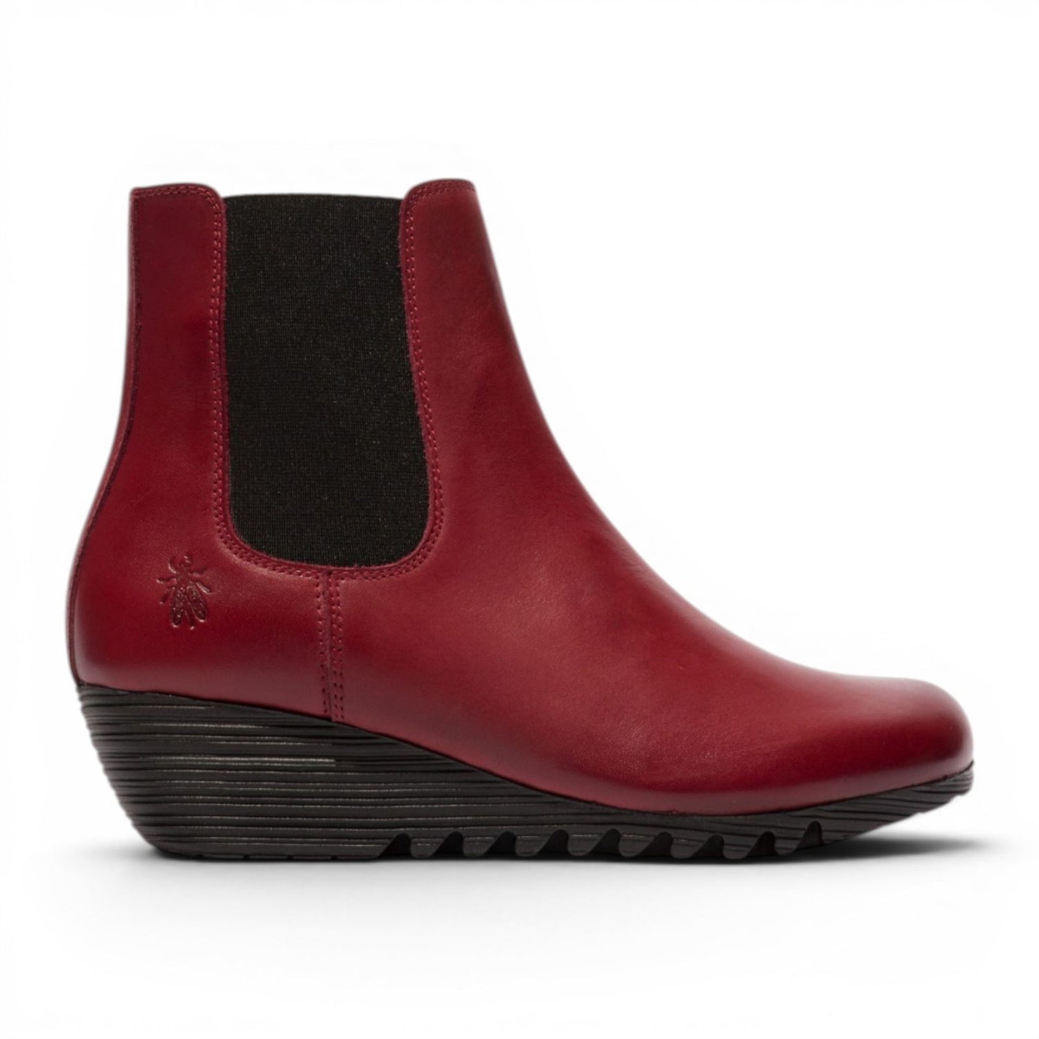 Fly London Womens Burgundy Red Leather Wedge Heel Chelsea Boots - ORFU496
