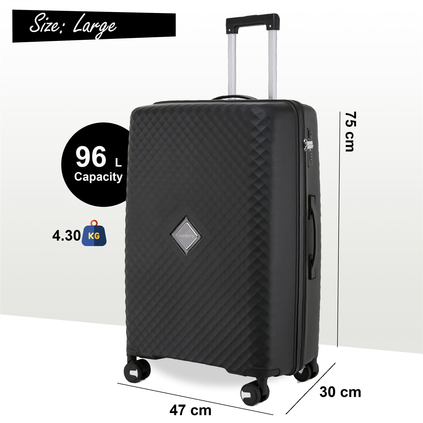 Courtenay Large Hard Shell Suitcase in Black