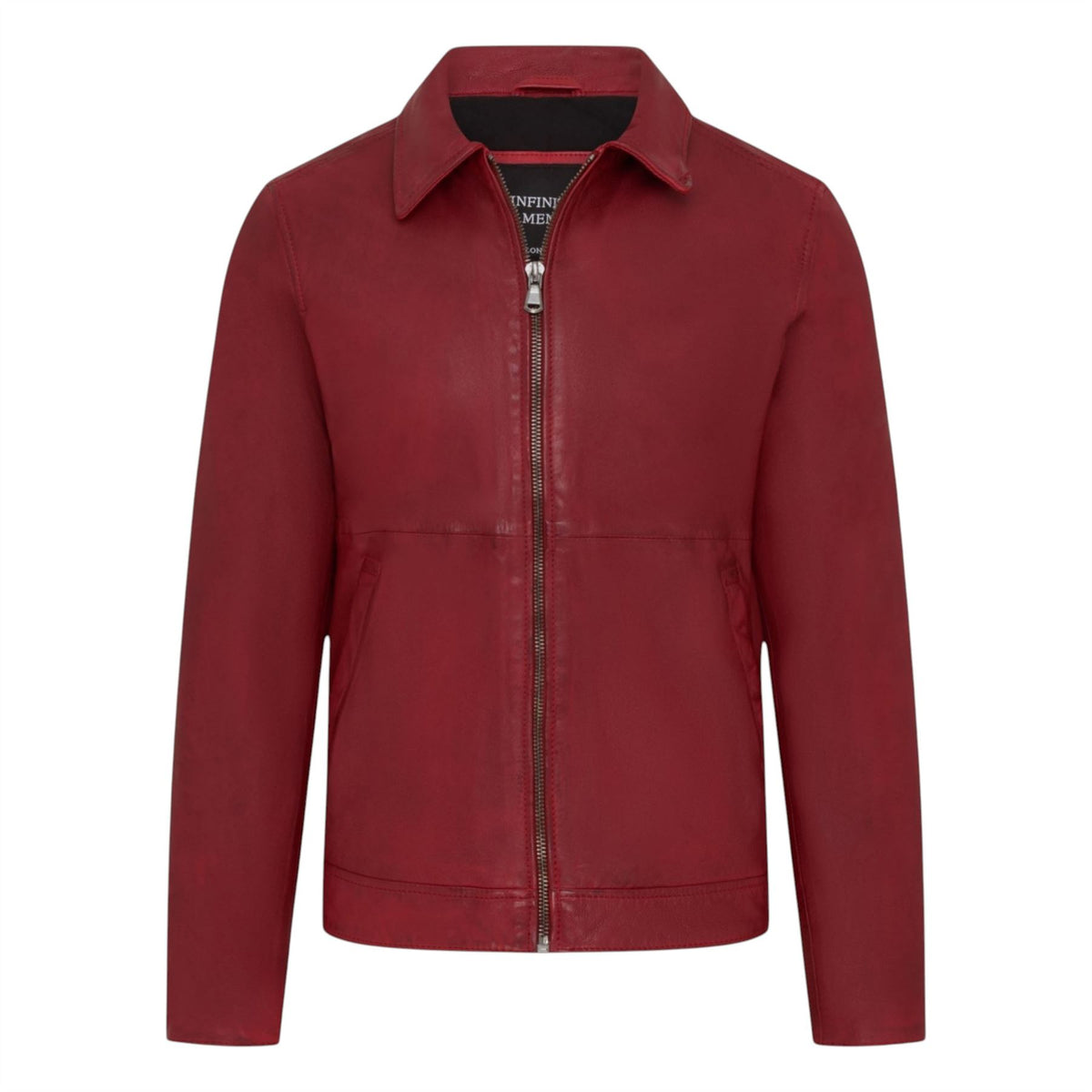 Mens Leather Harrington Collar Biker Jacket - Alpha