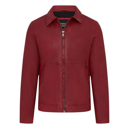 Mens Leather Harrington Collar Biker Jacket - Alpha