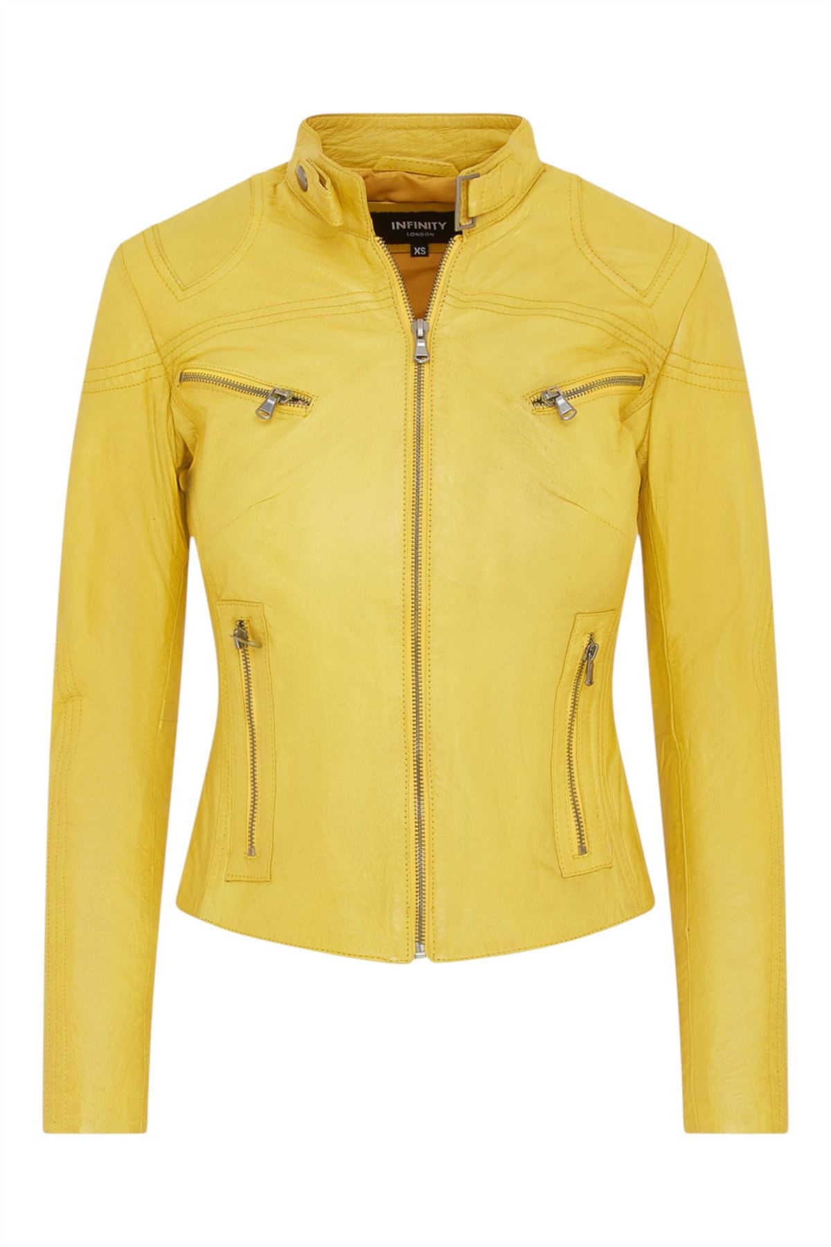 Womens Slim-Fit Leather Biker Jacket-Maldon
