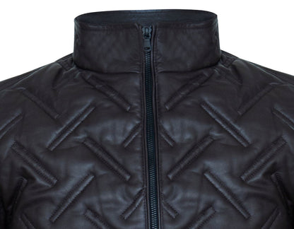 Mens Quilted Leather Bomber Jacket - Taunton