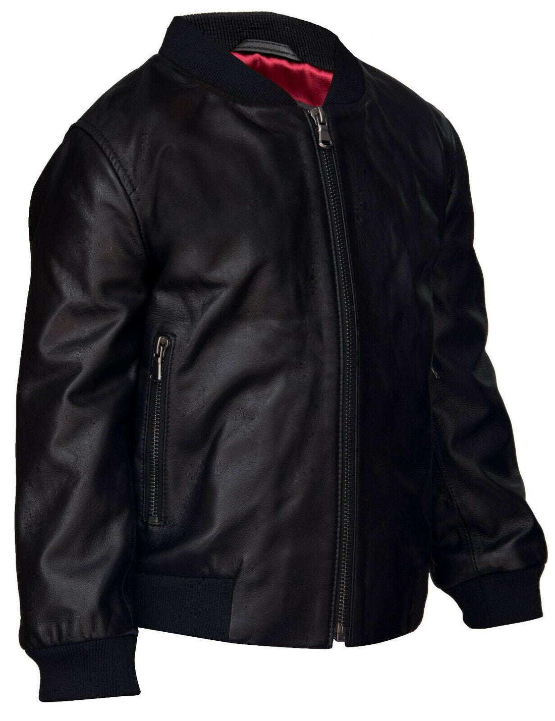 Kids Unisex Varsity Baseball Leather Bomber Black Jacket (1-13Years)