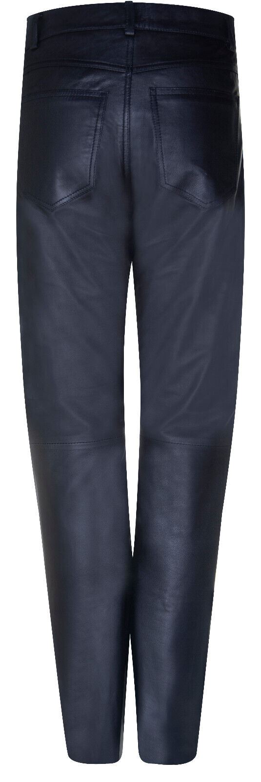 Womens Black 501 Leather Jeans Classic Biker Motorcycle Trousers