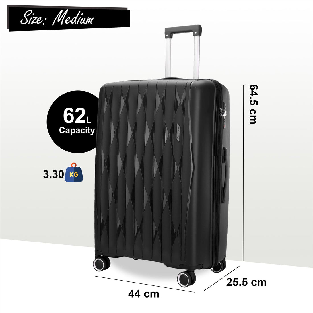 Burnaby Medium Hard Shell Suitcase in Black