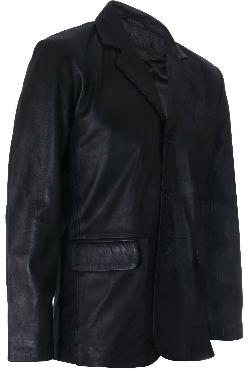 Mens Leather Classic 3 Button Blazer Jacket-Dudley