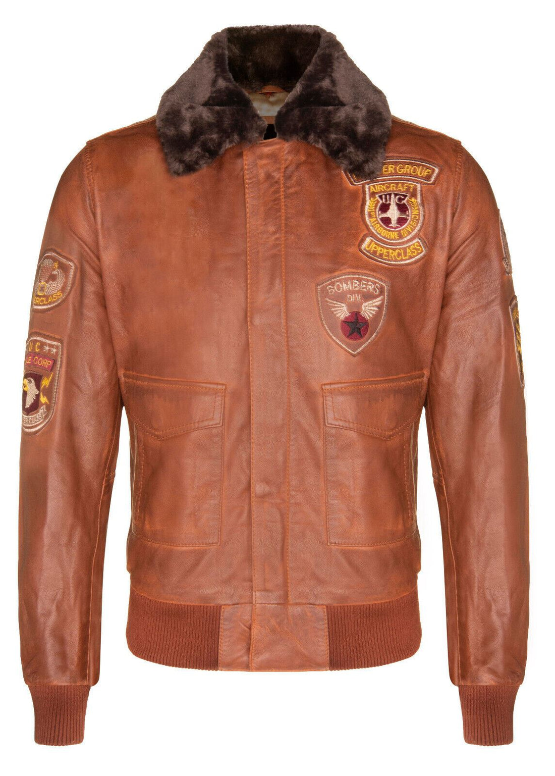 Mens Leather Flying Aviator Bomber Jacket - Crowland