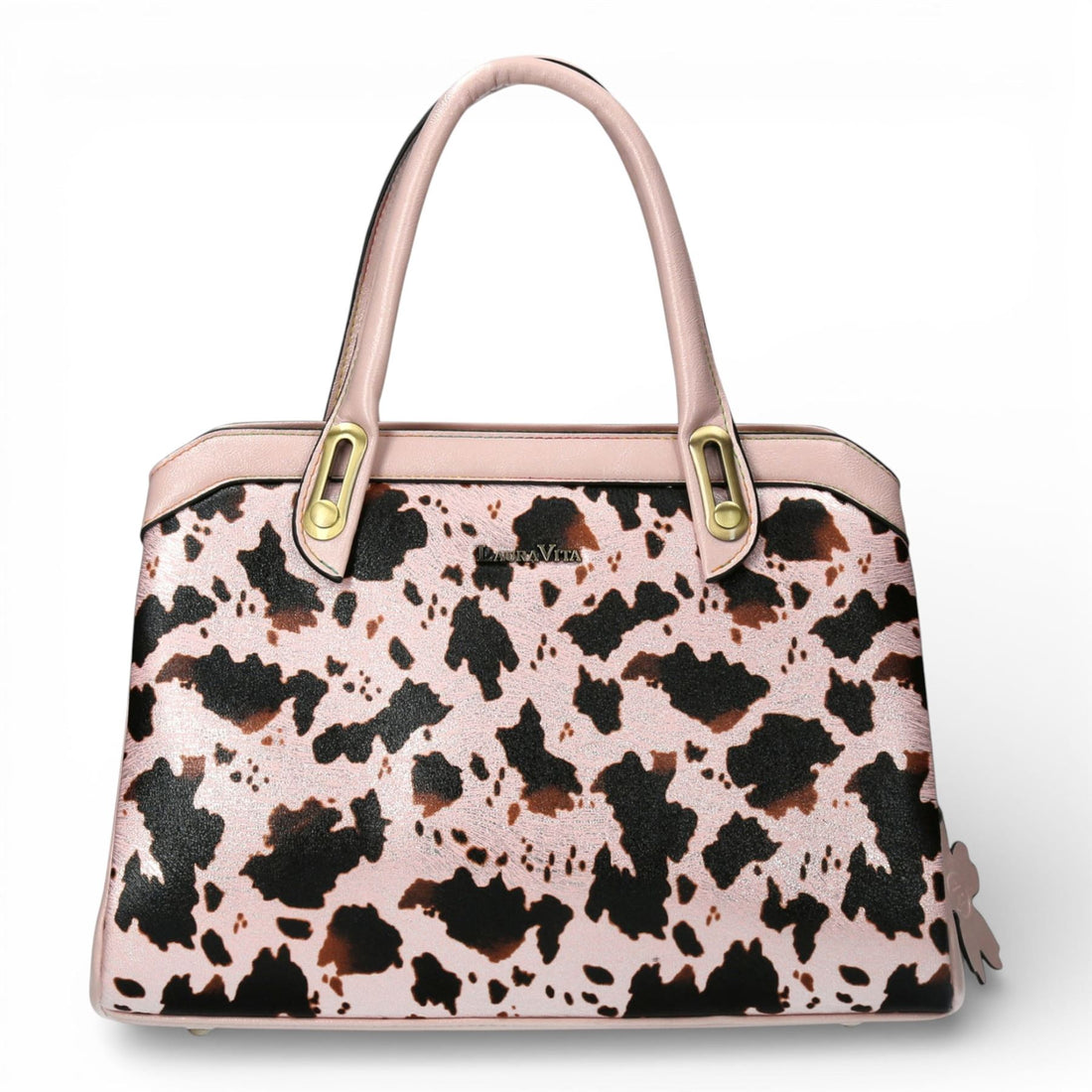 Laura Vita Aramis-08 Womens Rose Pink Floral Print Adjustable Straps Shoulder Tote Handbag