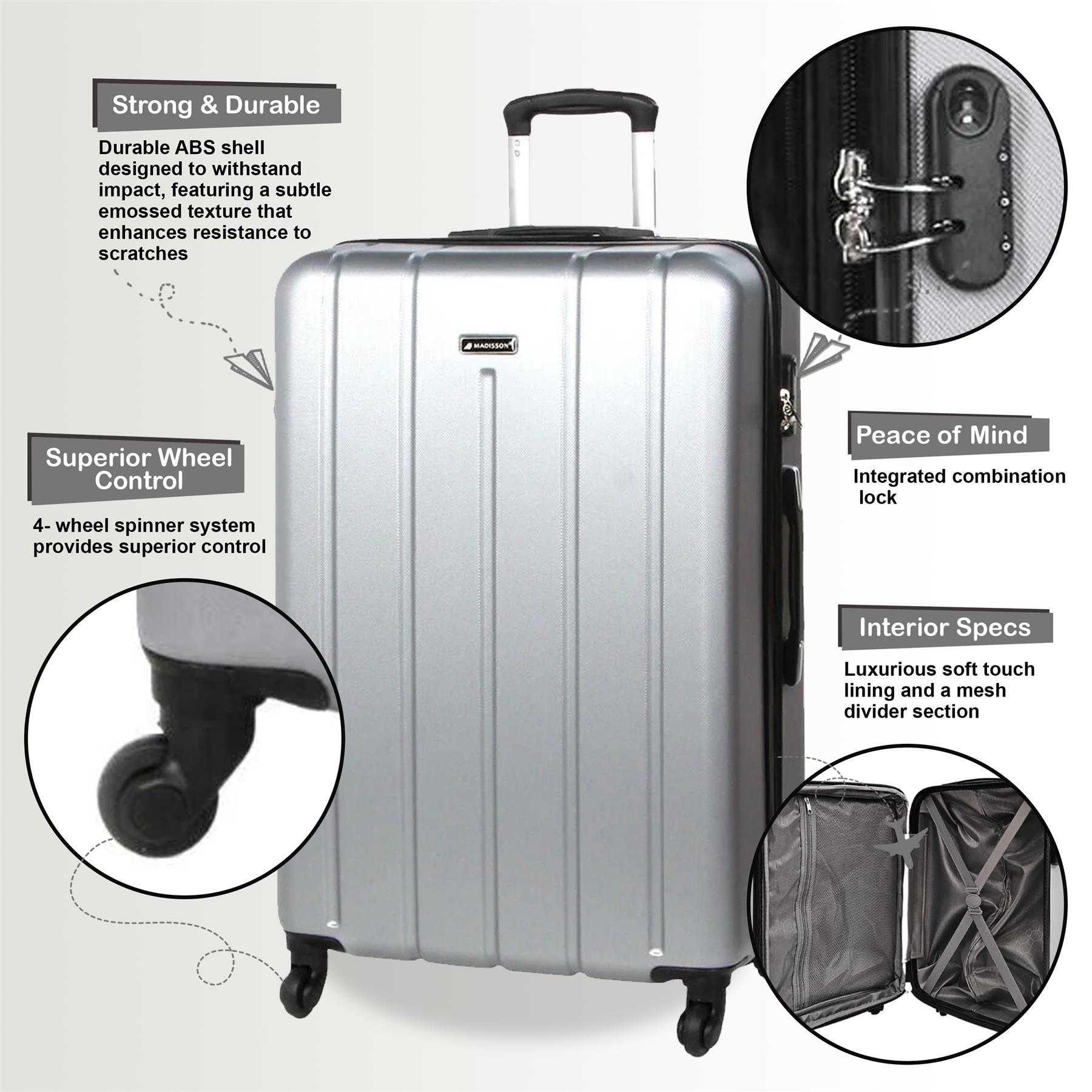 Castleberry Large Hard Shell Suitcase in Silver