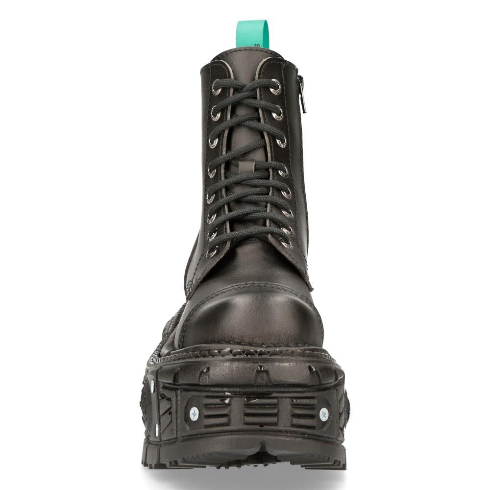 New Rock Vegan Leather Combat Platform Boots- TANKMILI083C-V2 - Upperclass Fashions 