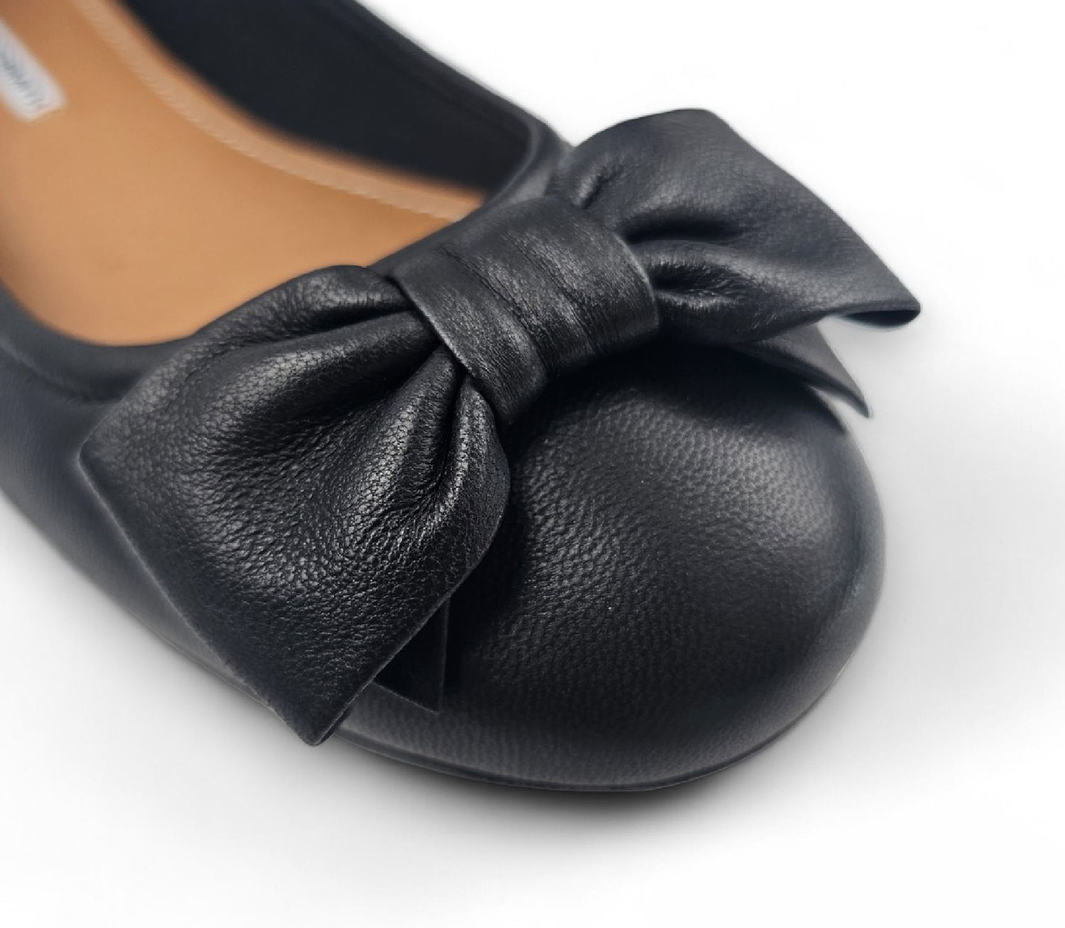 Windsorsmith Black Leather Flat Shoes With Bow - Bunny