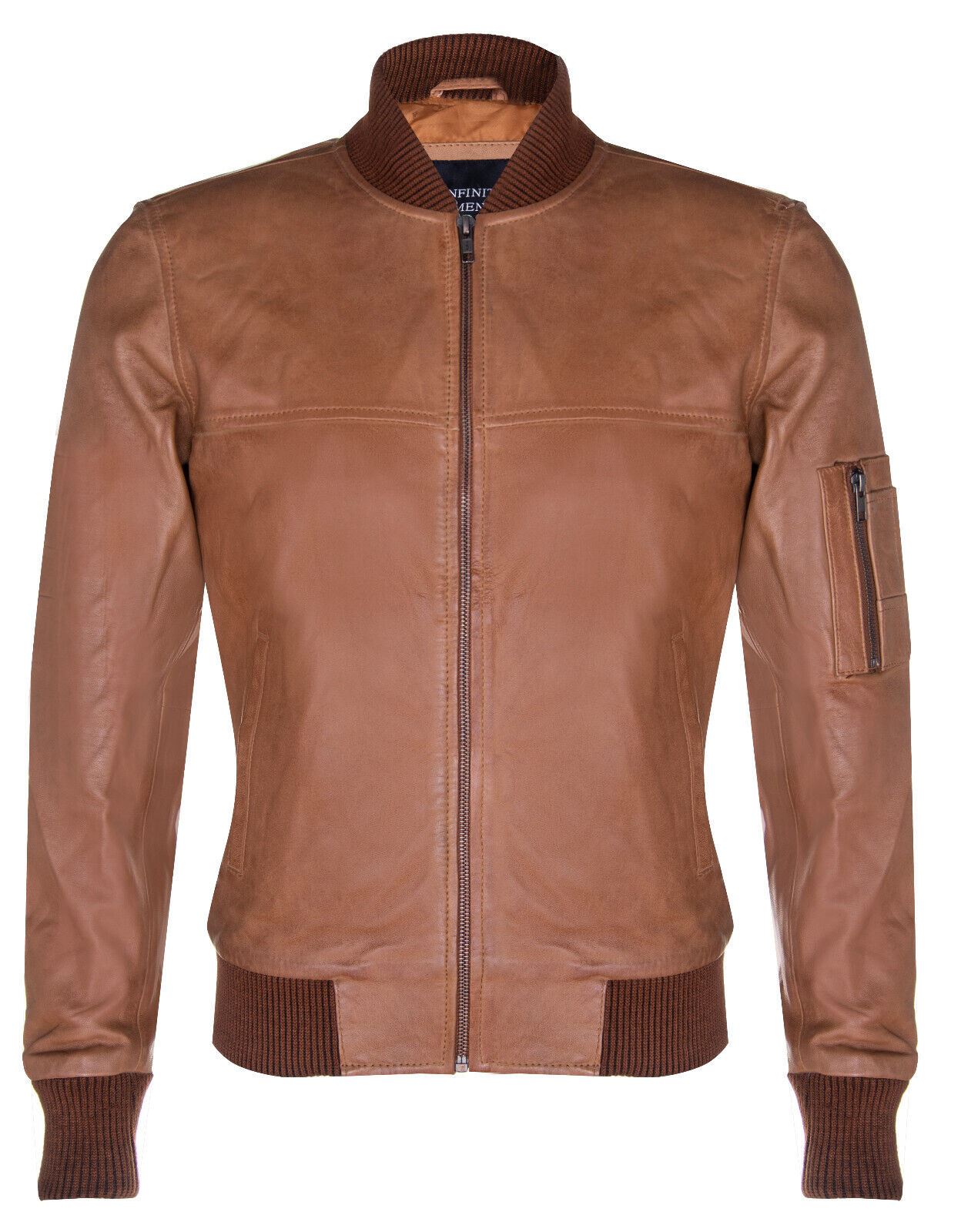 Mens MA-1 Leather Bomber Jacket-Cowes