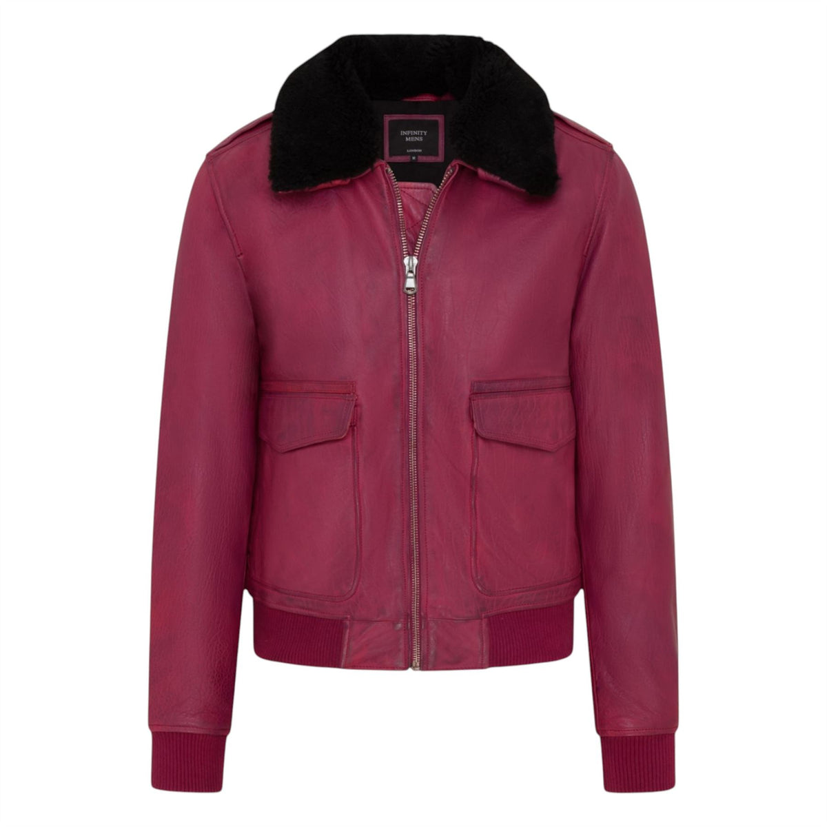 Mens Leather Aviator Bomber Jacket - Lunar