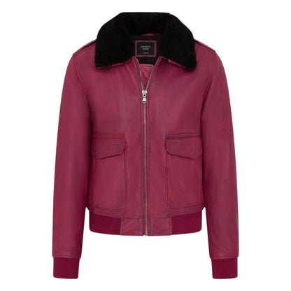 Mens Leather Aviator Bomber Jacket - Lunar