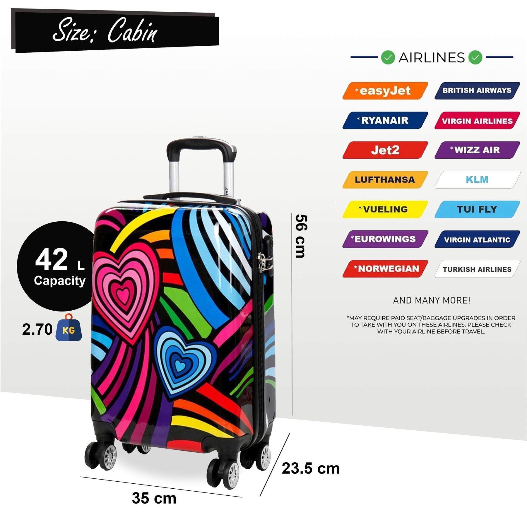 Chelsea Cabin Hard Shell Suitcase in Hearts