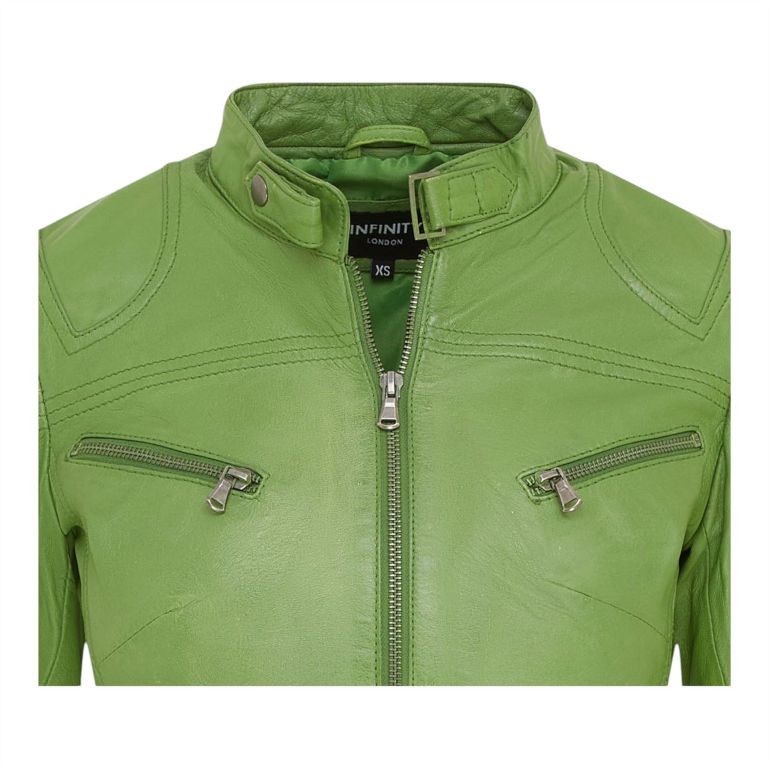 Womens Slim-Fit Leather Biker Jacket-Maldon