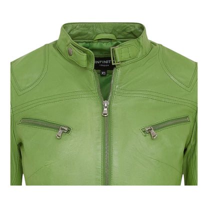 Womens Slim-Fit Leather Biker Jacket-Maldon