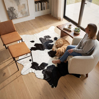 Natural Cow Leather Black White Cowhide Hairon Rug