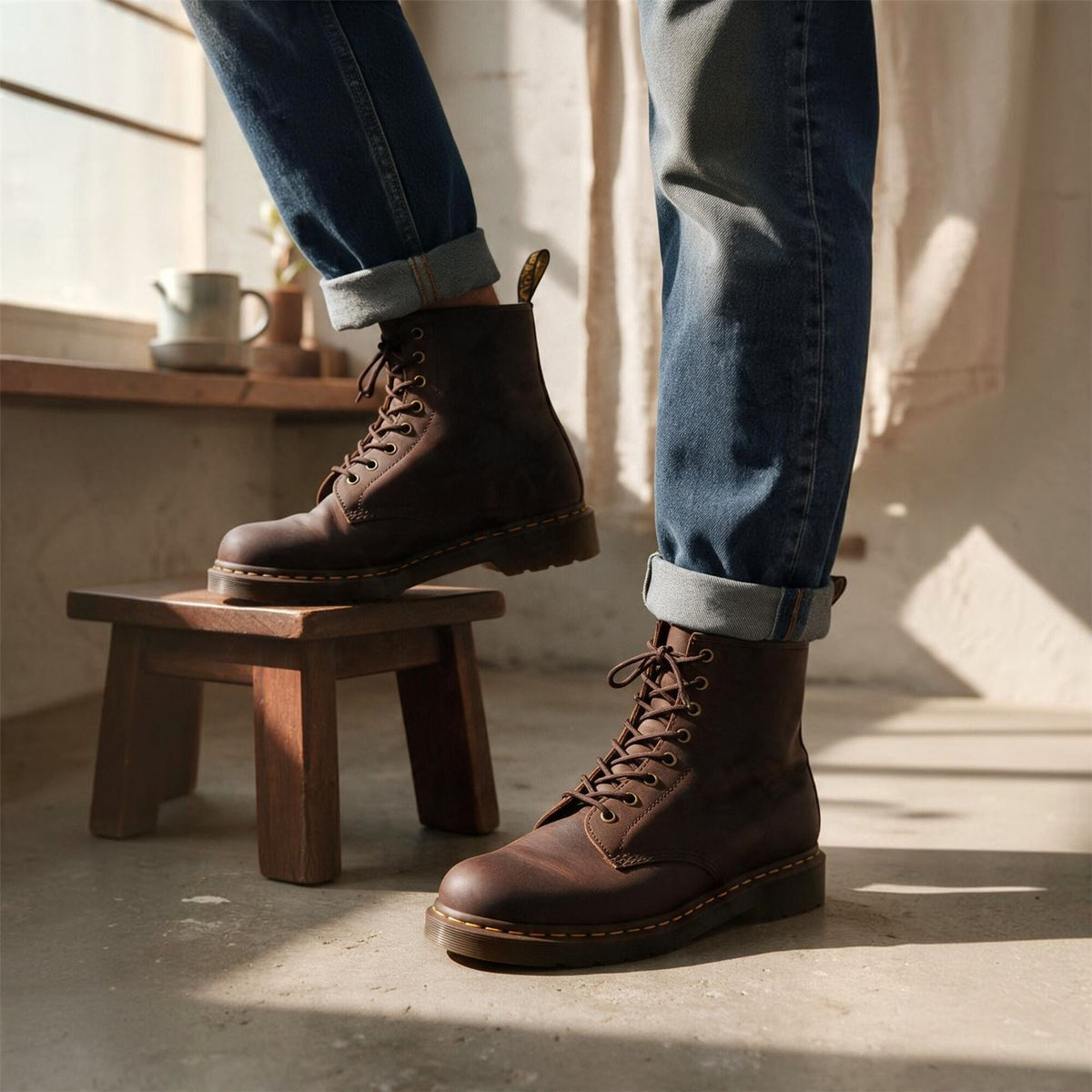 Dr Martens 1460 Brown Crazy Horse Leather Combat Boots - 11822203