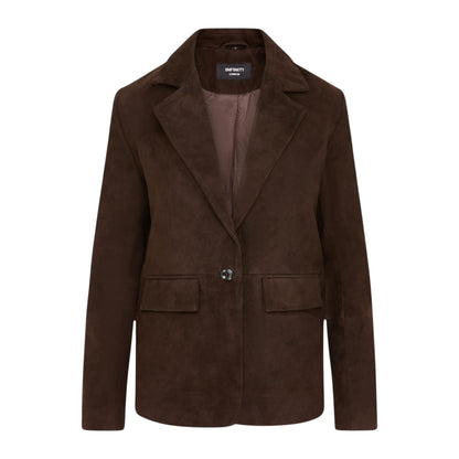 Womens Soft Goat Suede Leather Brown Blazer Jacket-Kolkata