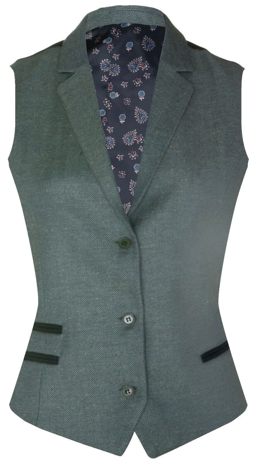 Womens Tweed Herringbone Green Wool 1920s Blazer