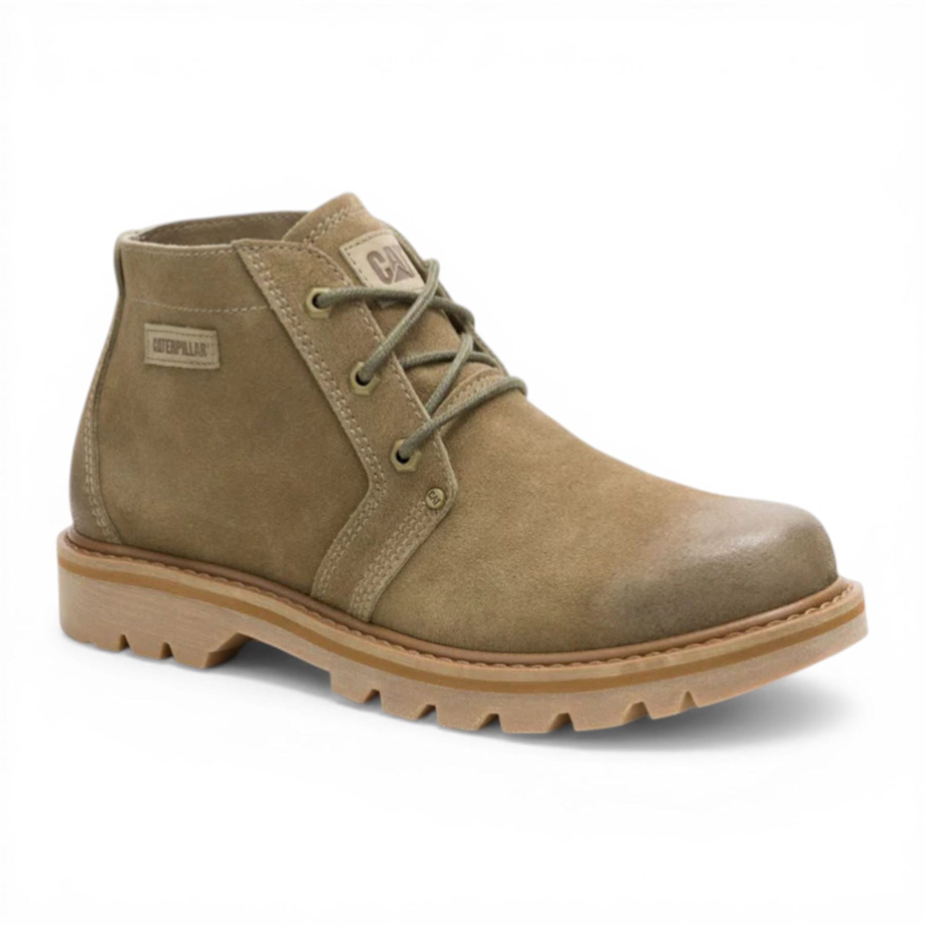 CAT (Caterpillar) Taupe Brown Leather Hiking Mid-Cut Chukka Ankle Boots - Grader