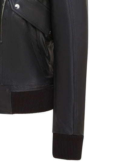 Mens Black Leather Cowhide Aviator Bomber Jacket  - Akhiok