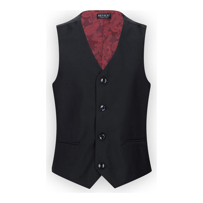 Boys 3 Piece Plain Black Classic Retro Suit