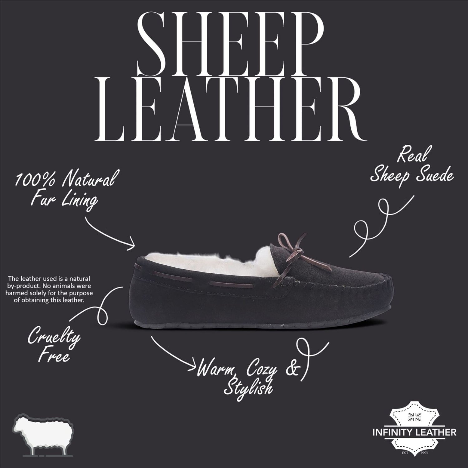 Men’s Brown Genuine Sheepskin Moccasin Winter Slippers - Flint