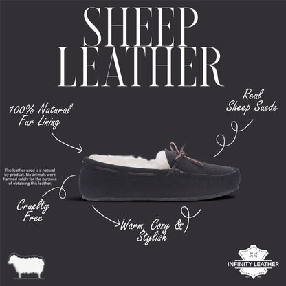 Men’s Brown Genuine Sheepskin Moccasin Winter Slippers - Flint