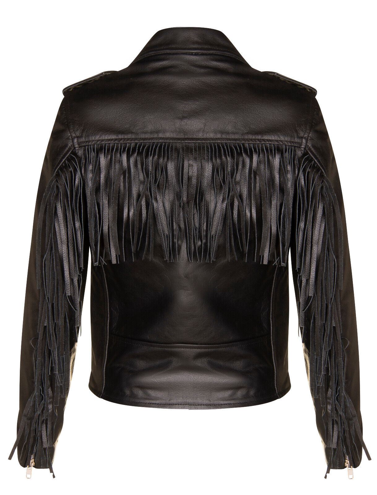 Womens FRINGE Brando Cow Hide Leather Biker Jacket-Mossley - Upperclass Fashions 