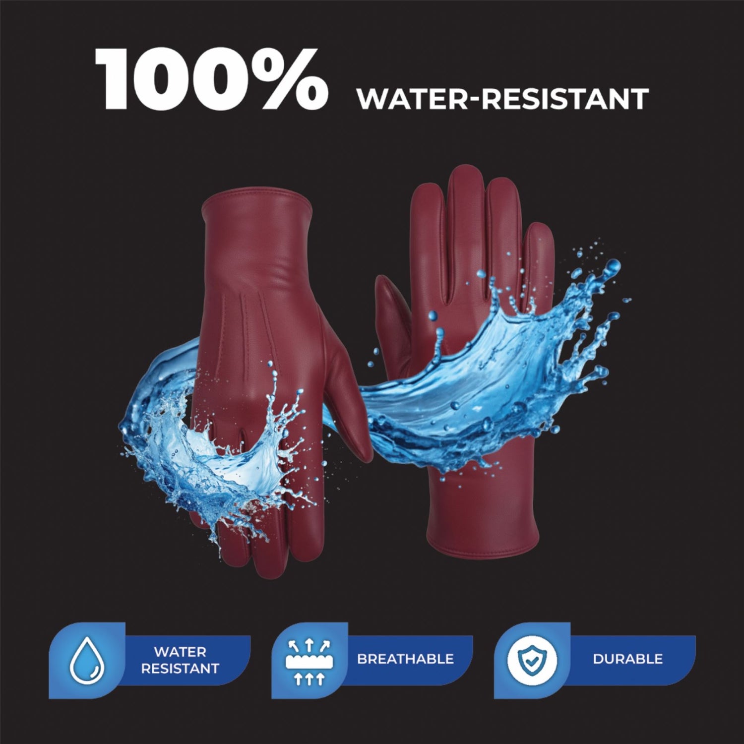 Womens Italian Leather Winter Stitch Line Design Soft Wool Lining Gloves