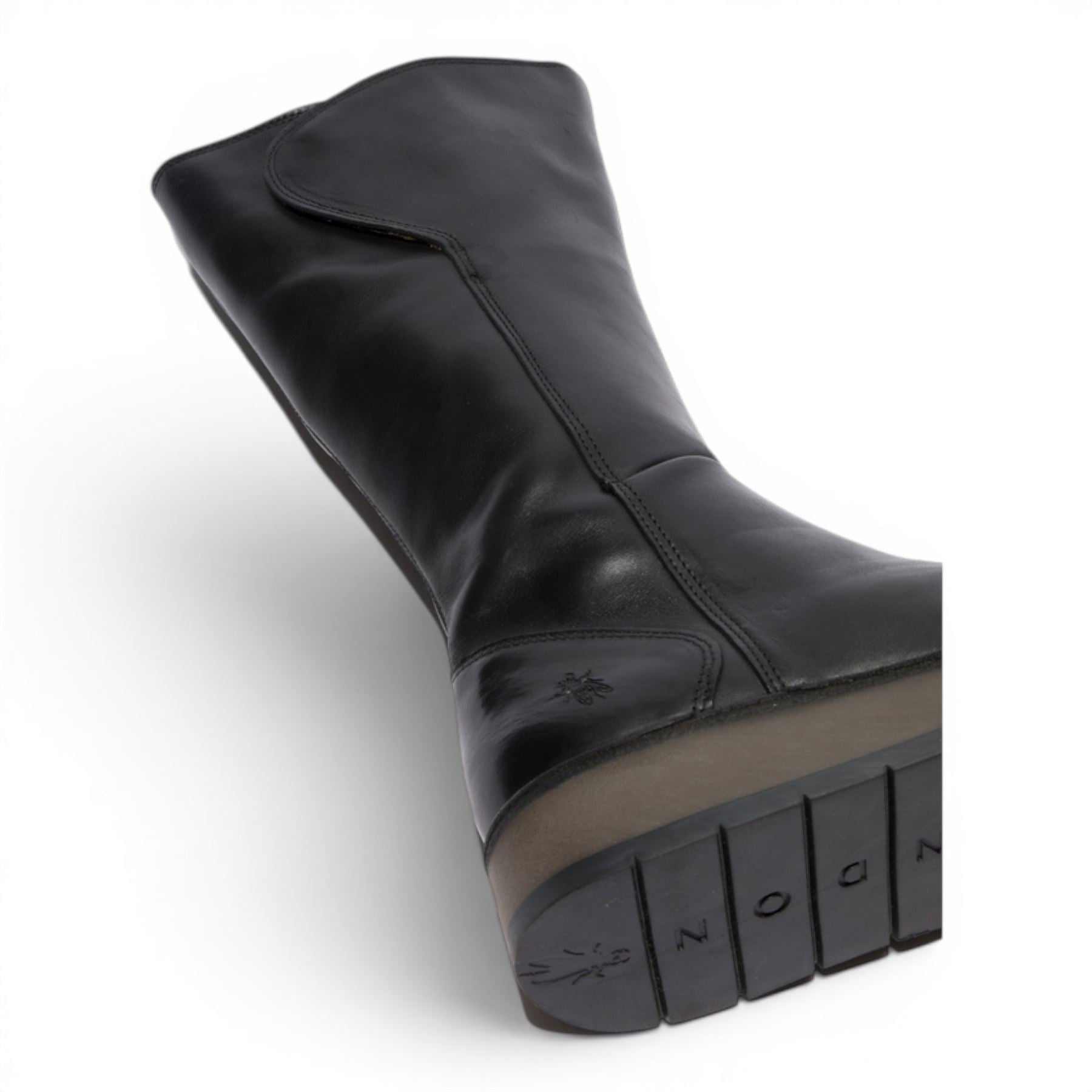 Fly London Womens Black Leather High Pull On Long Boots - RHEA042