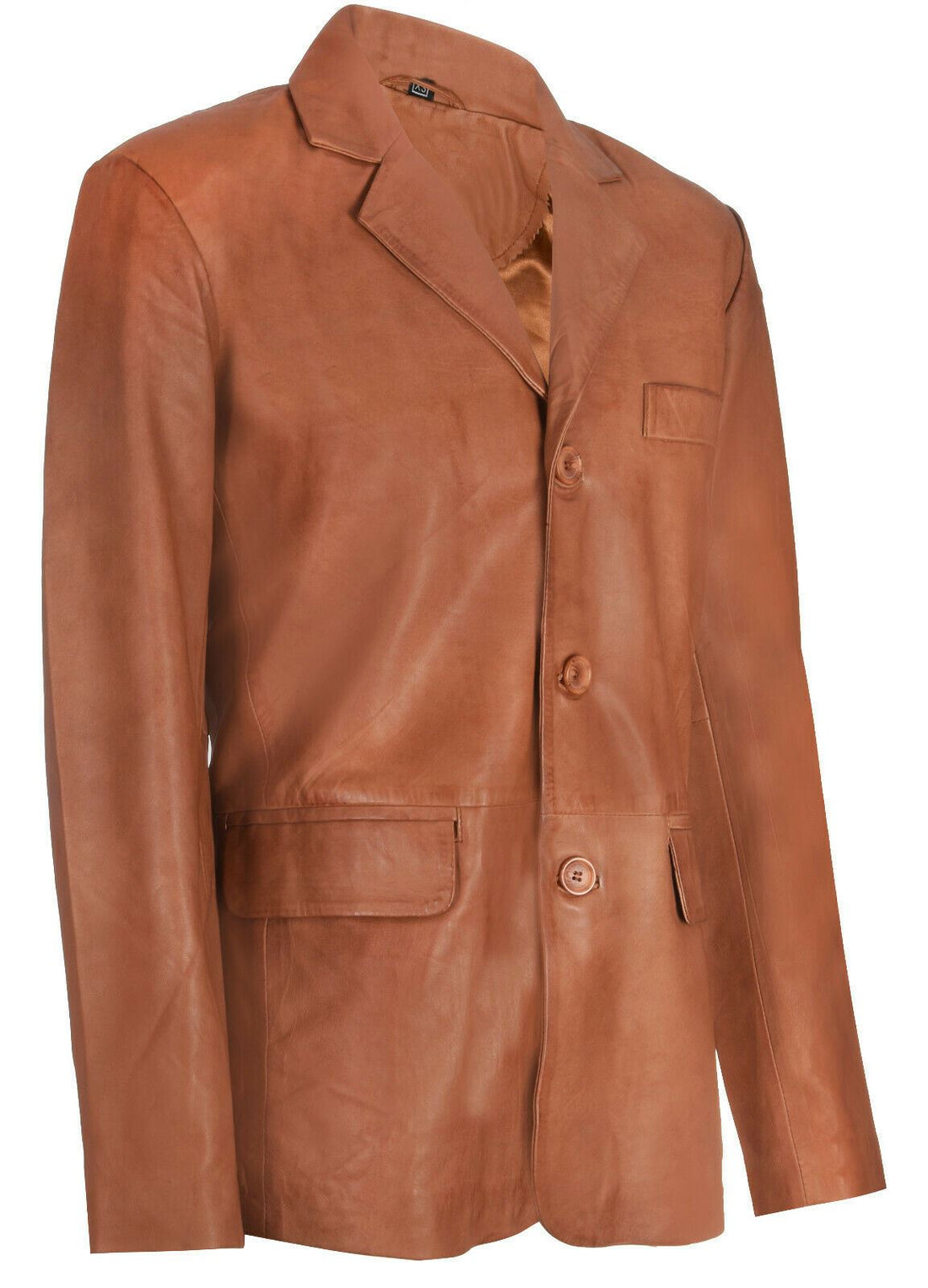 Mens Leather Classic 3 Button Blazer Jacket-Dudley